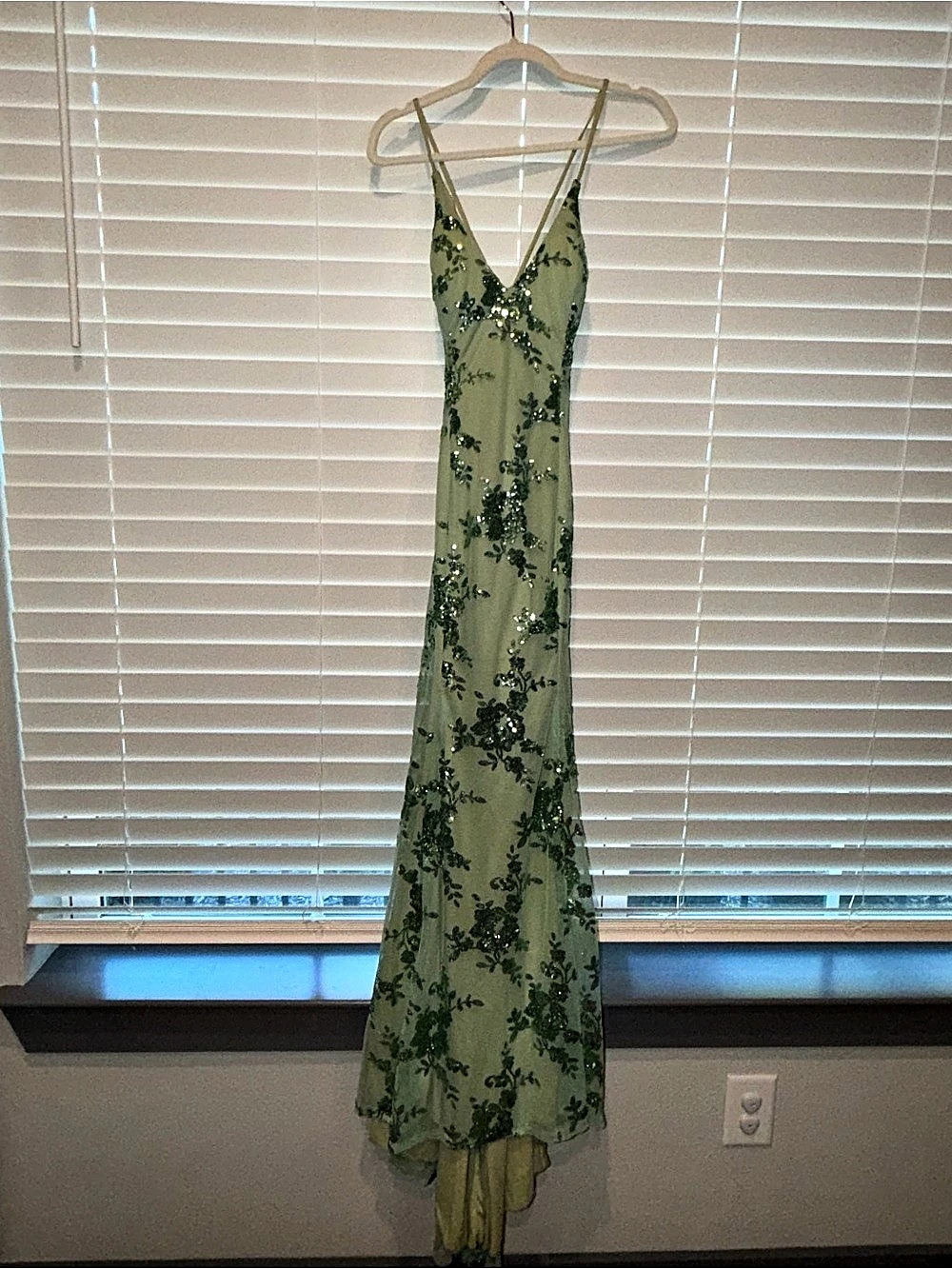 Floral Sequin Maxi Dress in Green Like New